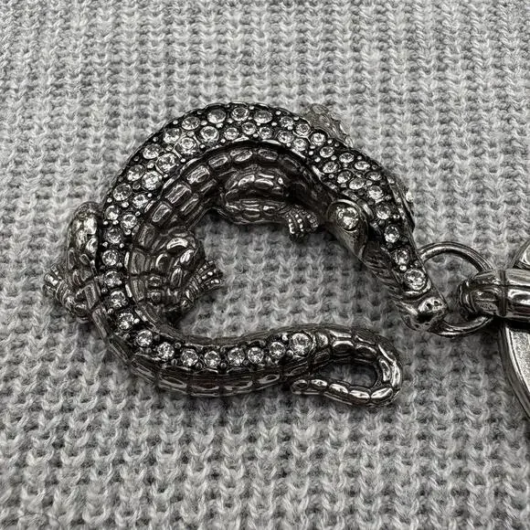 Brighton Rhinestone Alligator Keychain Silver Tone - Picture 2 of 3